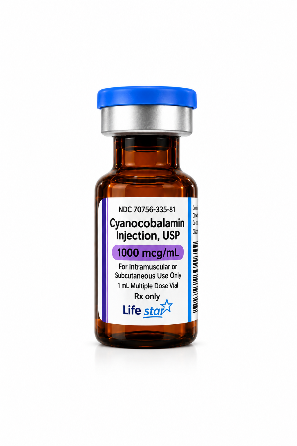 Vitamina B12 (Cianocobalamina) 1000 mcg/mL — Frasco de 1 mL